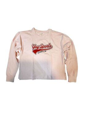 Lucky Brand Yay Sports Graphic Sweatshirt Pink Crewneck Long Sleeve Size Medium